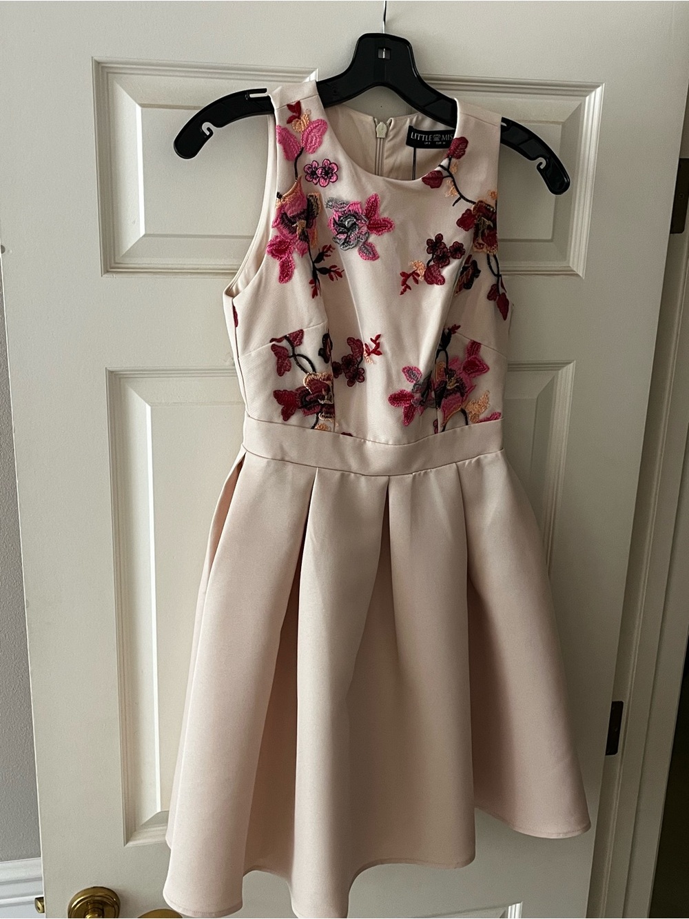 Little Mistress Blush Pink Embroidered Floral Dress Size 2petite
